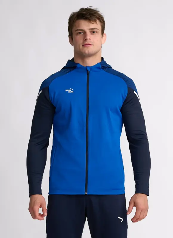 Chaqueta chándal azul con capucha hombre