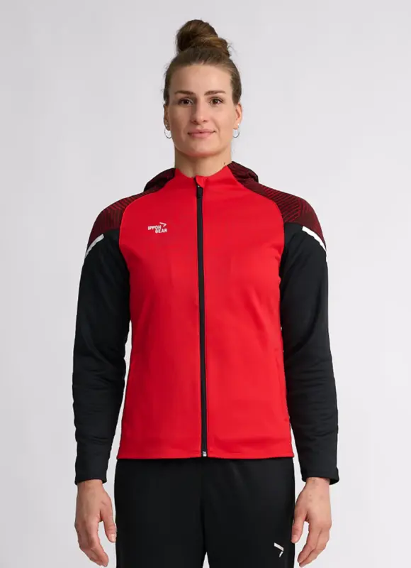 Chaqueta chándal gris con capucha mujer