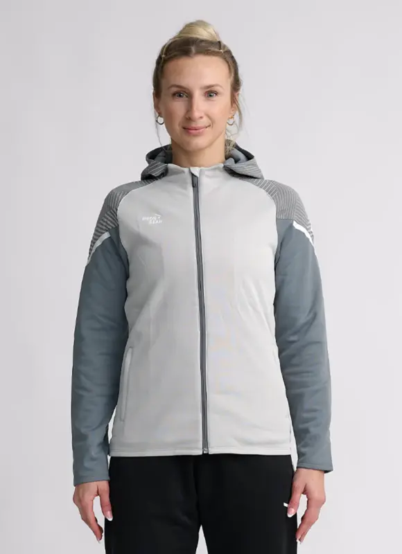 Chaqueta chándal gris con capucha mujer