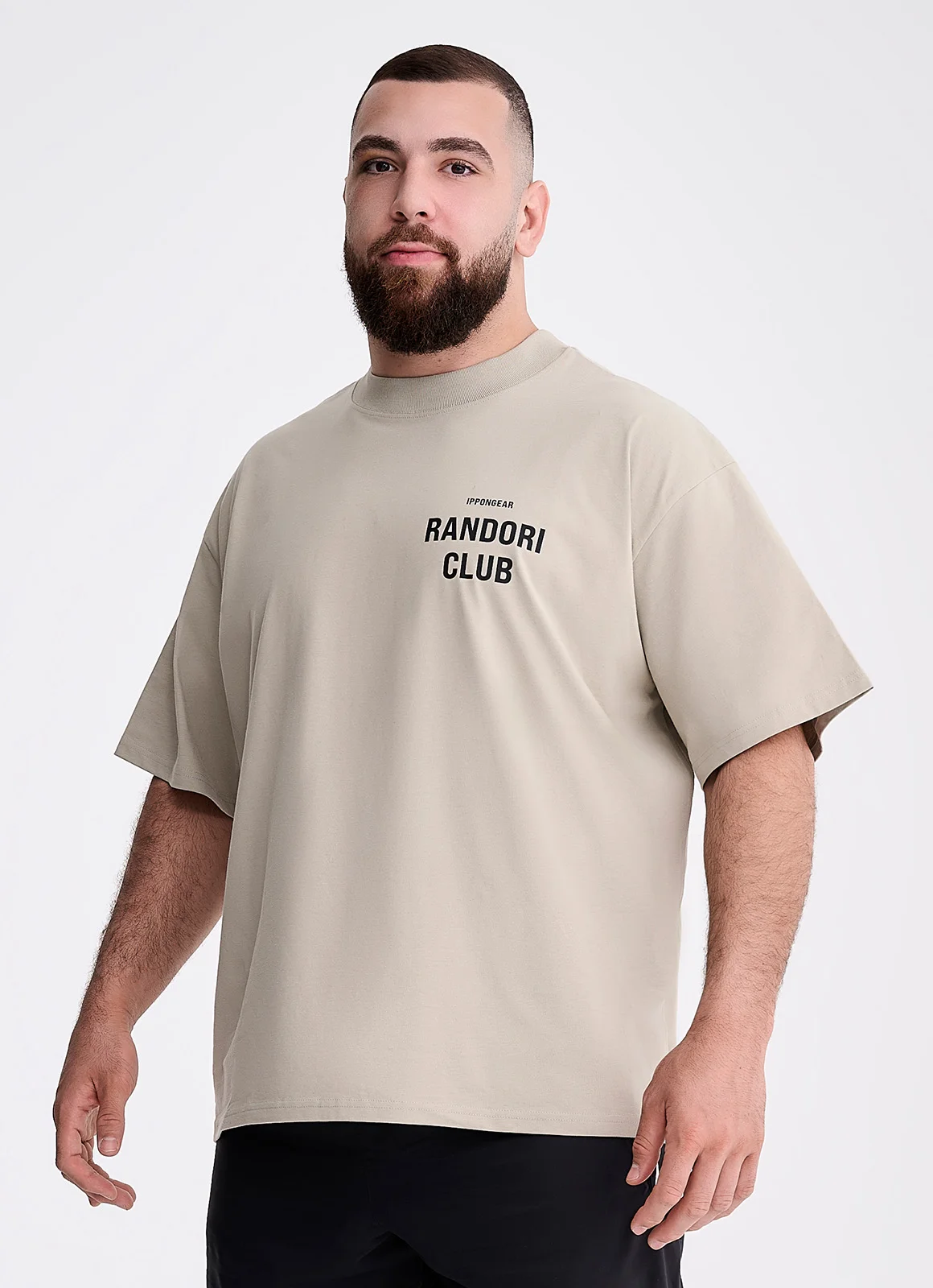 IPPONGEAR_Lifestyle Kollektion_Oversize T-Shirt Randori Club Unisex_stone_half side